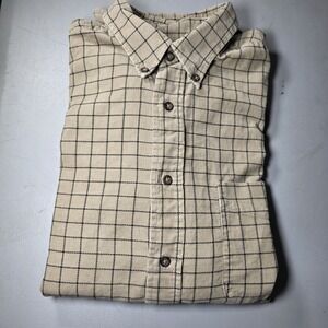 Natural Issue Button Up Shirt‎ Mens L Beige/Tan  & Black Corduroy Check  Pattern
